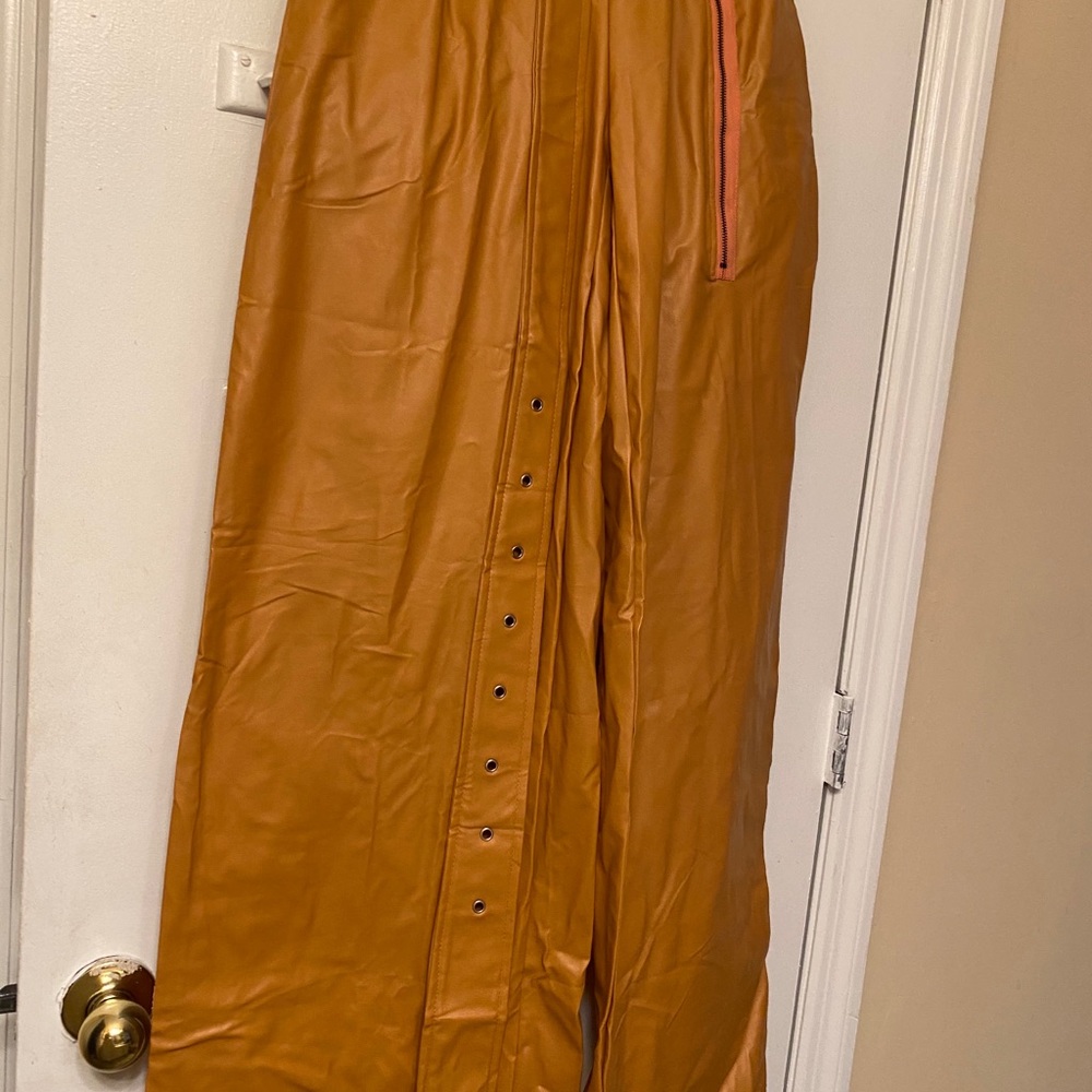 JANE Mustard Leather Pants